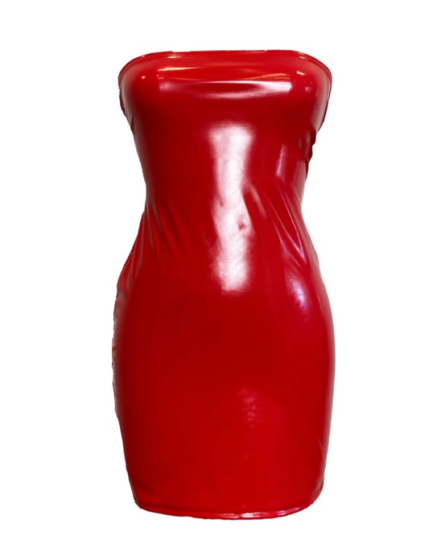 red plastic dress Point Sculpture Mini Dress