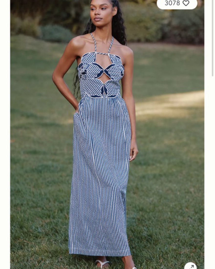 【TH】 美品◆ドゥーズィエムクラス ◆ Jackytex マキシ Celandine Hibiscus Cutwork Cotton Midi by Anthropologie - Pickle