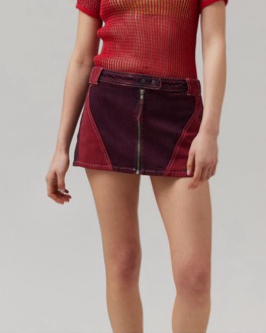 BDG red Denim Moto Skirt | Pickle