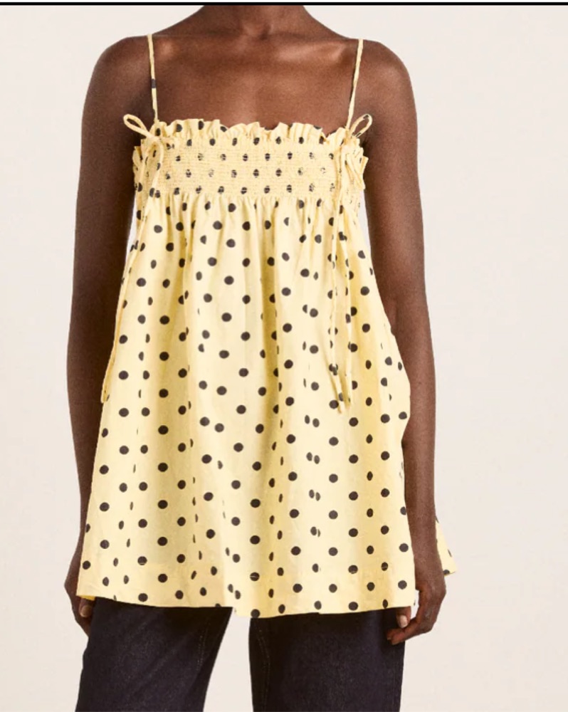 damson madder yellow polka dot dress perfect for your UK summer wardrobe. Jennafer Dresses Yellow Polka Dot