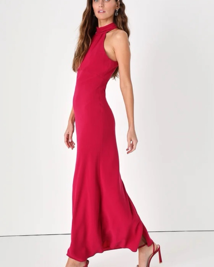 jump apparel red dress Red Asymmetrical Cutout Halter Maxi Dress | Womens | XX-Small (Available in M) | 100% Polyester | Lulus