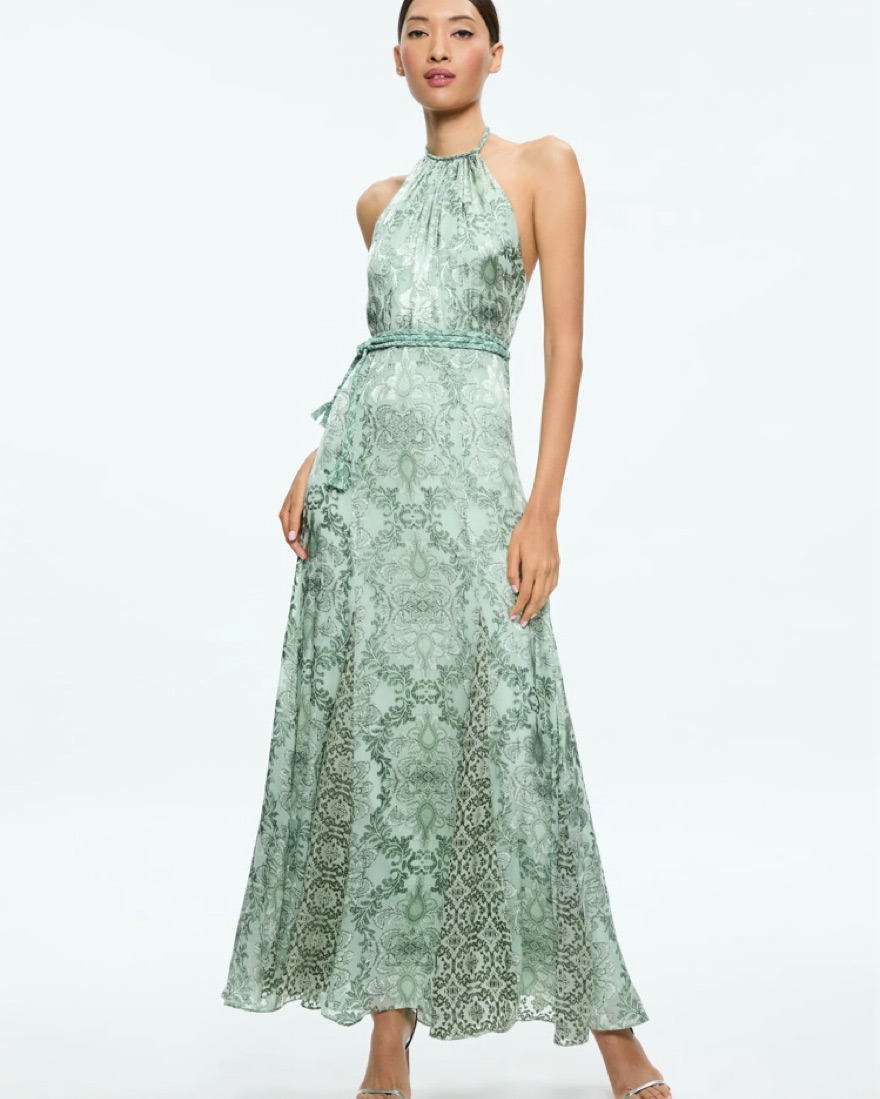 Alice + Olivia Green Halter Dress | Pickle