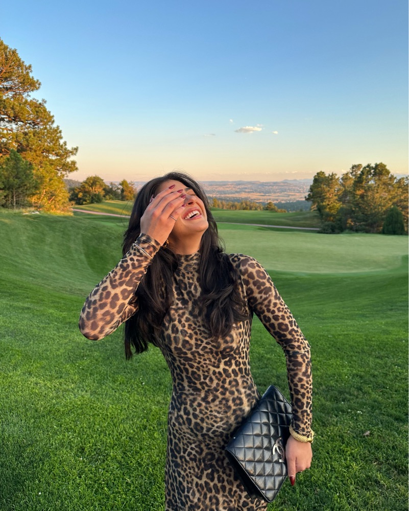 Turtleneck Longsleeve Cheetah Dress by Ronny Kobo - Pickle