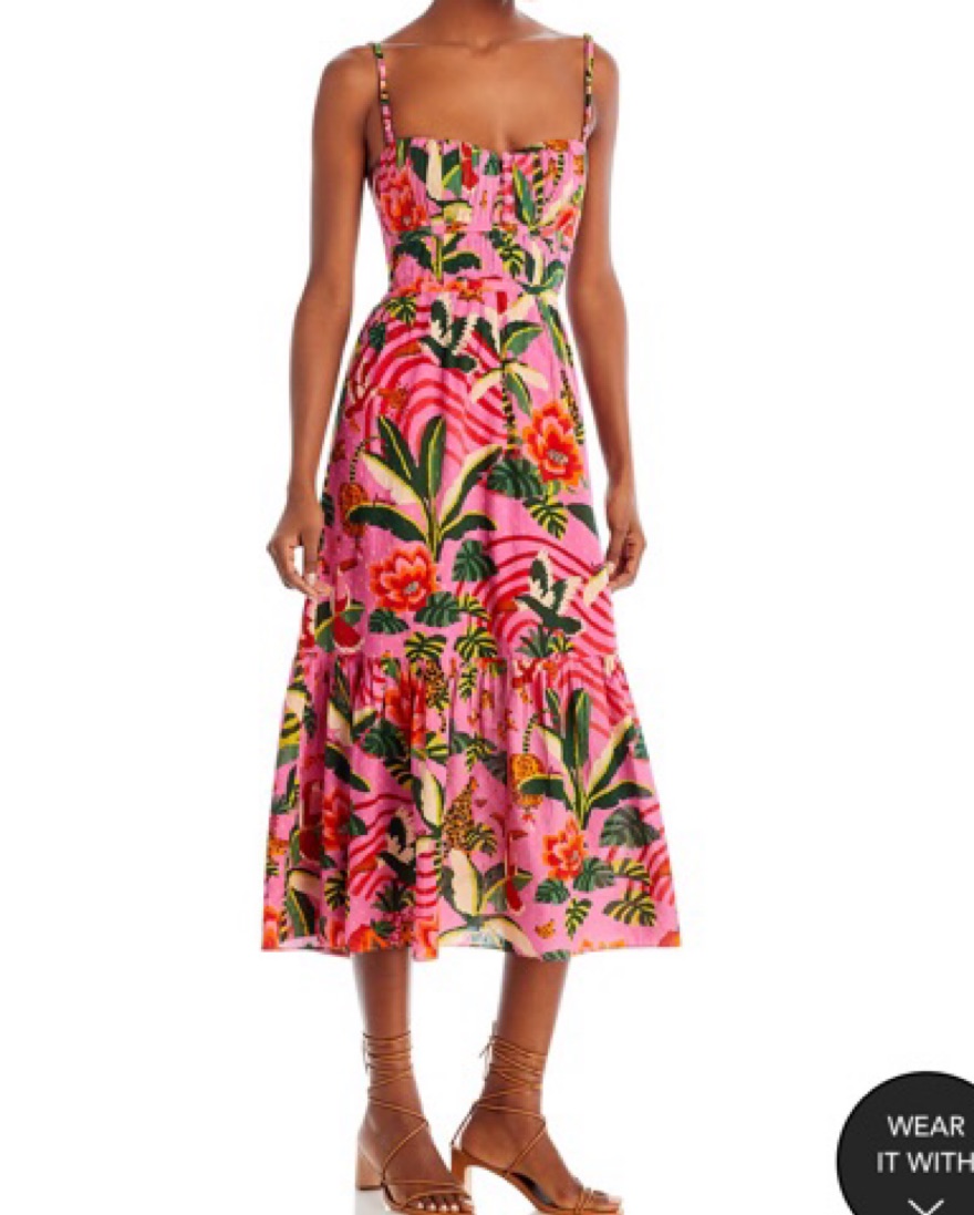 farm rio leopard forest cotton midi-dress Farm Rio Leopard Forest Cotton Midi-Dress