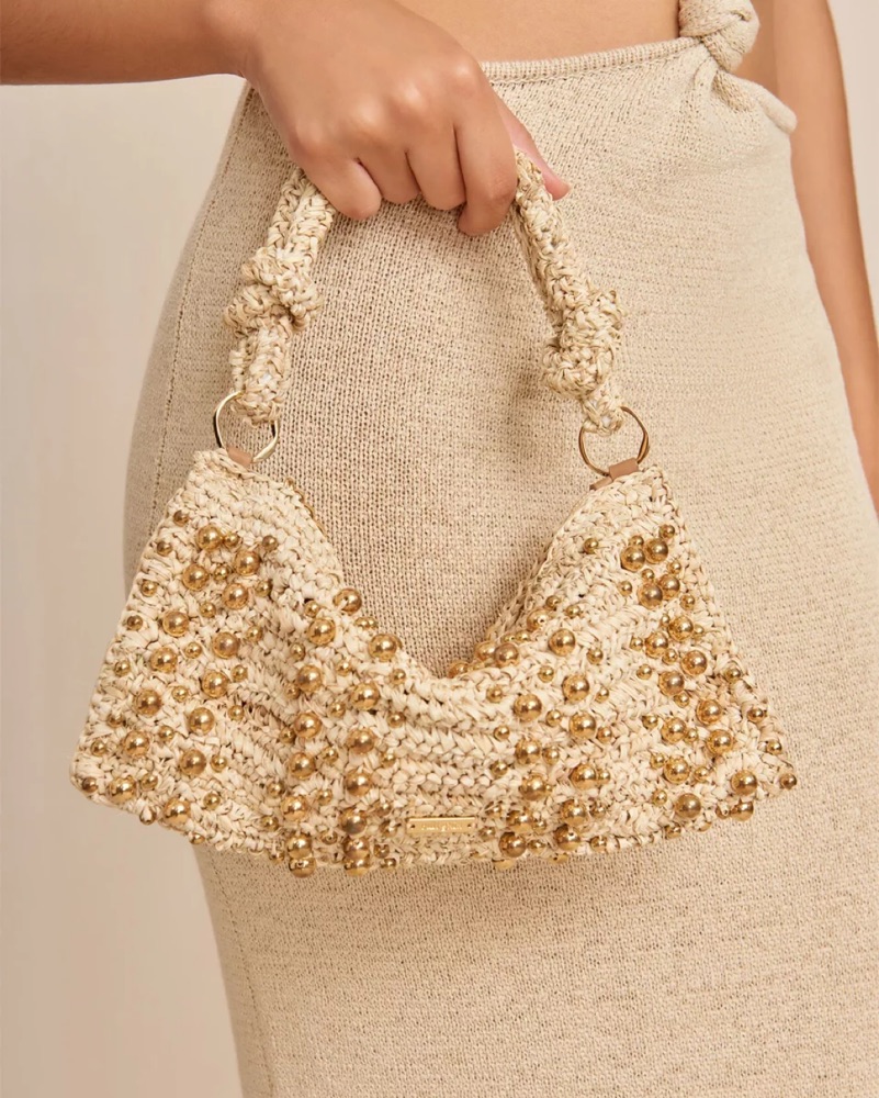 Cult Gaia Raffia Beaded Hand Bag by Cult Gaia - Pickle