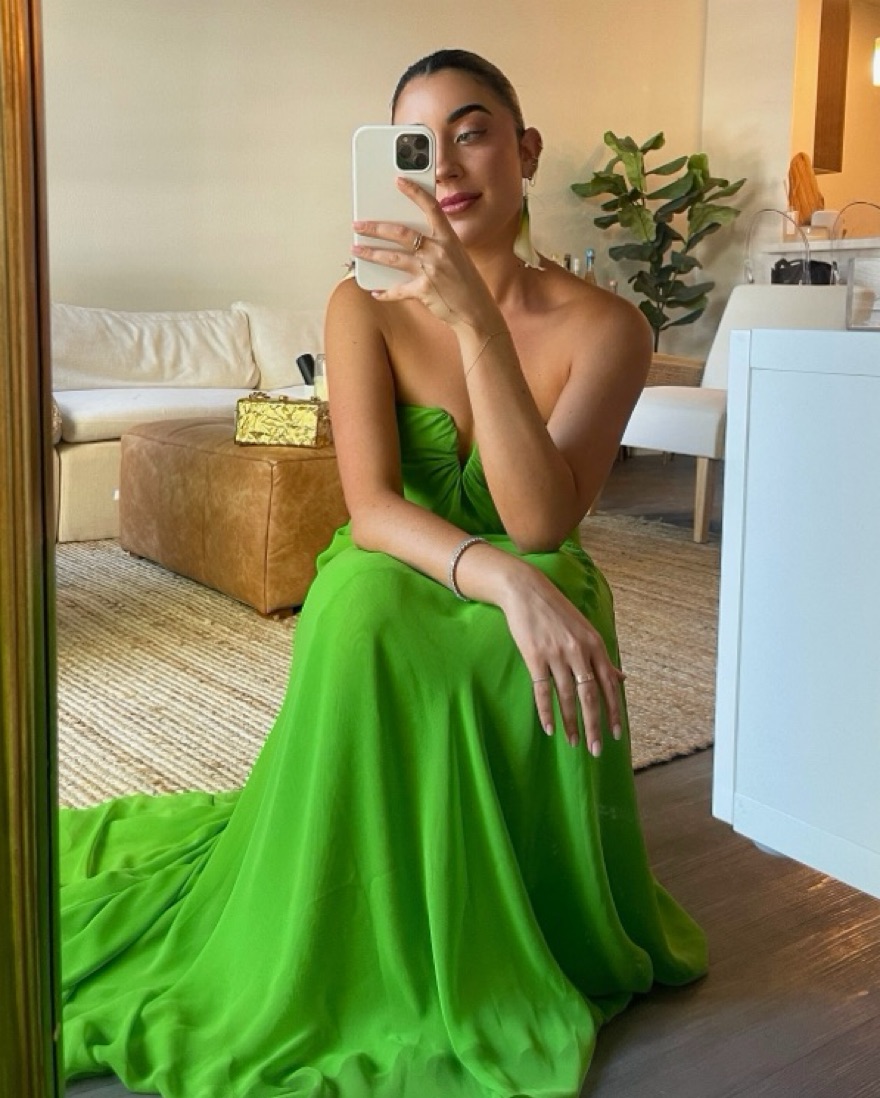 cult gaia green dress long sleeve Cult Gaia