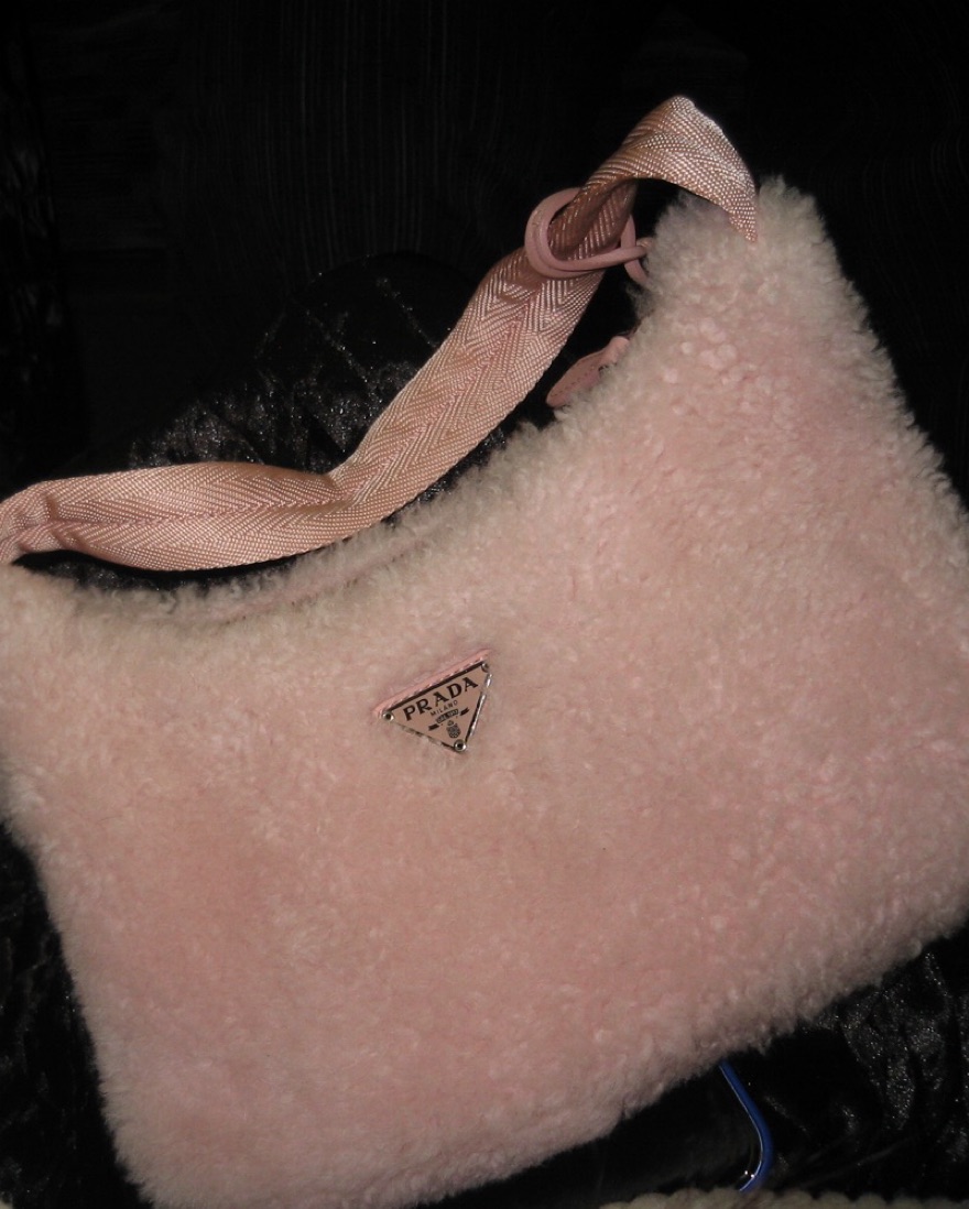 Fluffy Pinke Prada Tasche Prada Fur Shearling Pink Shoulder Bag By