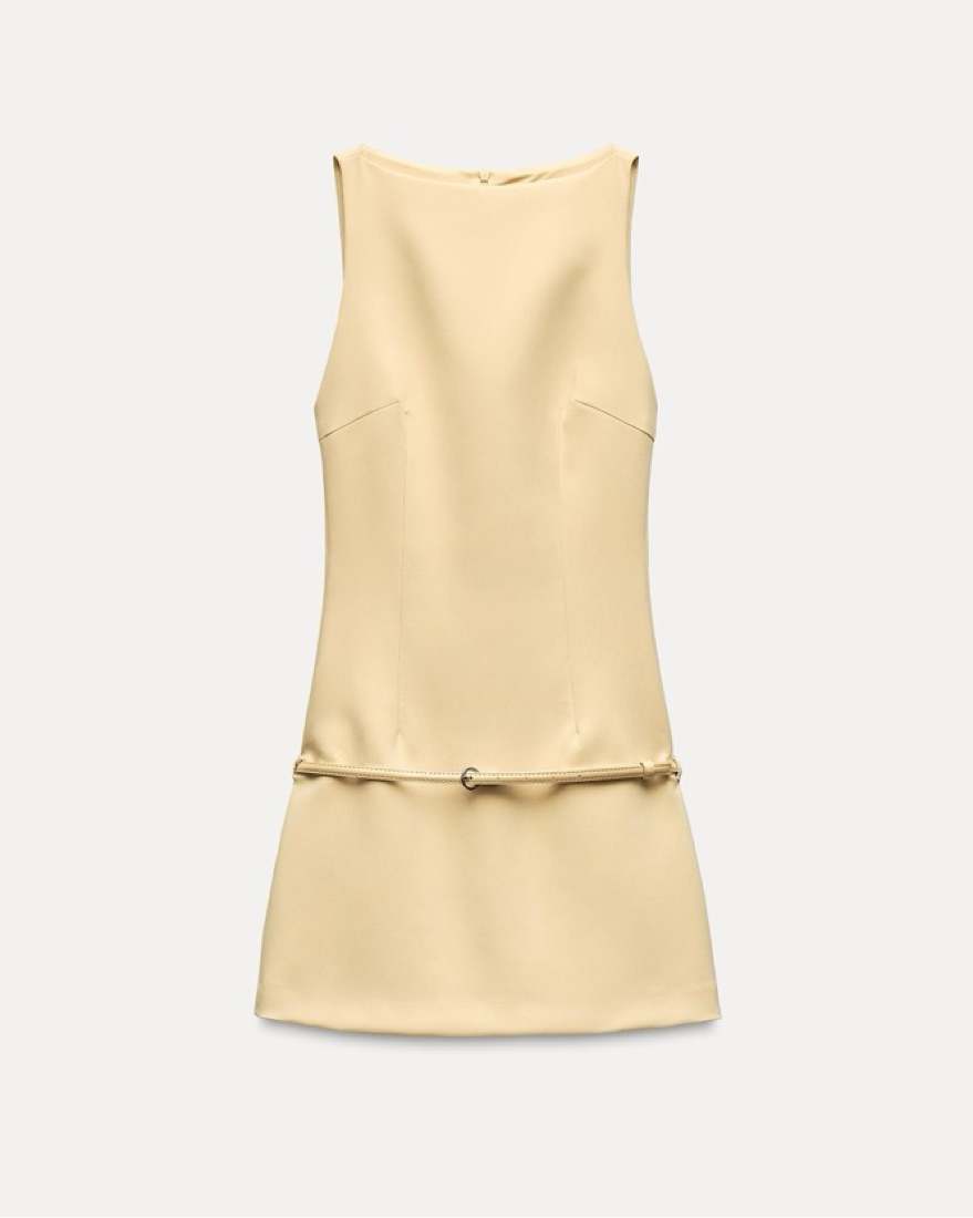 Zara Yellow Stretch Dress w/ Belt by Zara - Pickle