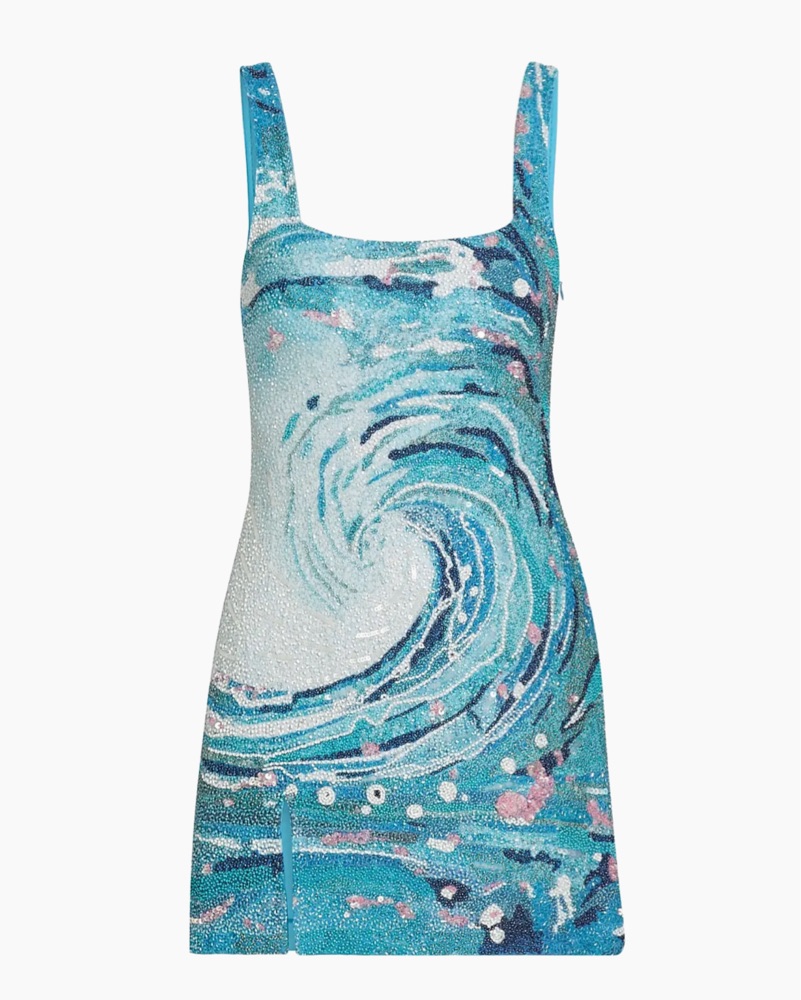 Staud Tidal Wave Beaded Mini Dress by Staud - Pickle