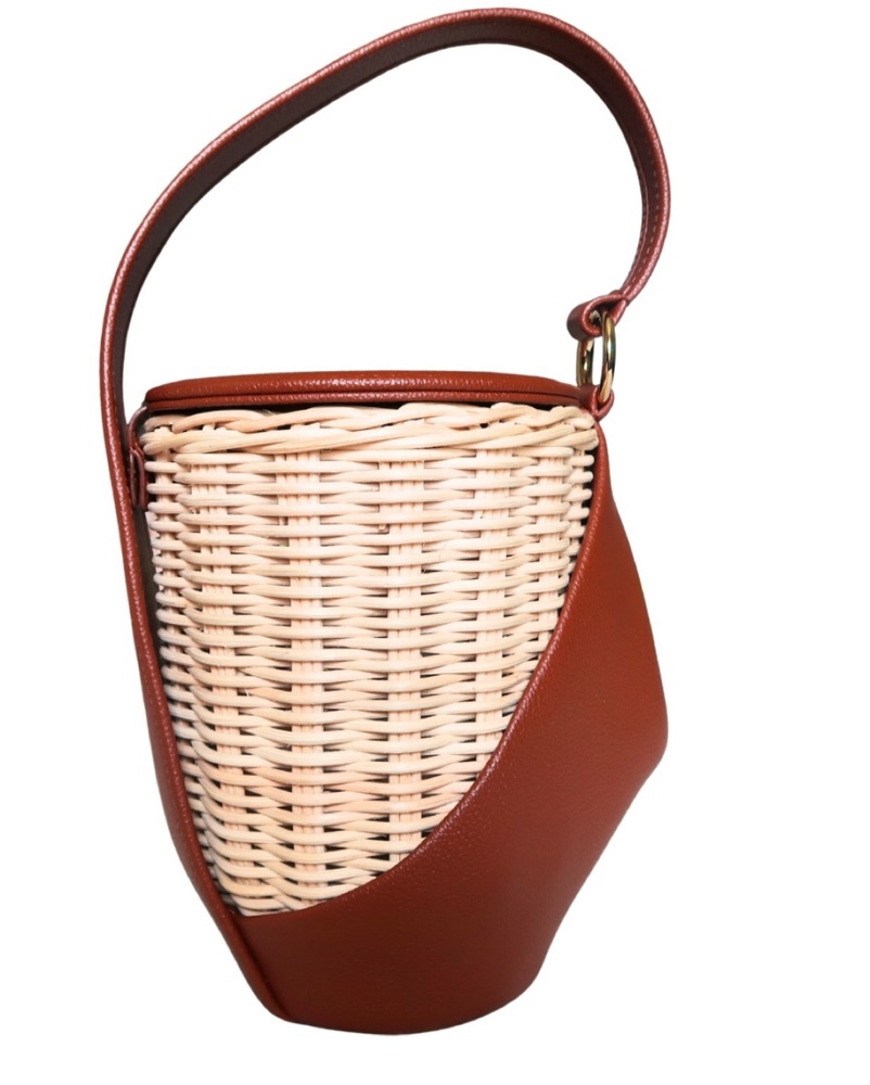POLENE YKE WICKER LEATHER HANDBAG Brown by Polene - Pickle