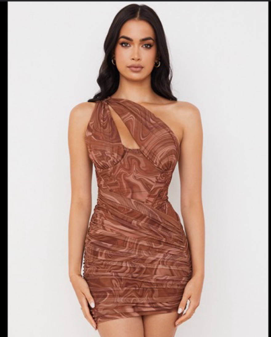 House Of CB Brown One Shoulder Dress by House of CB - Pickle