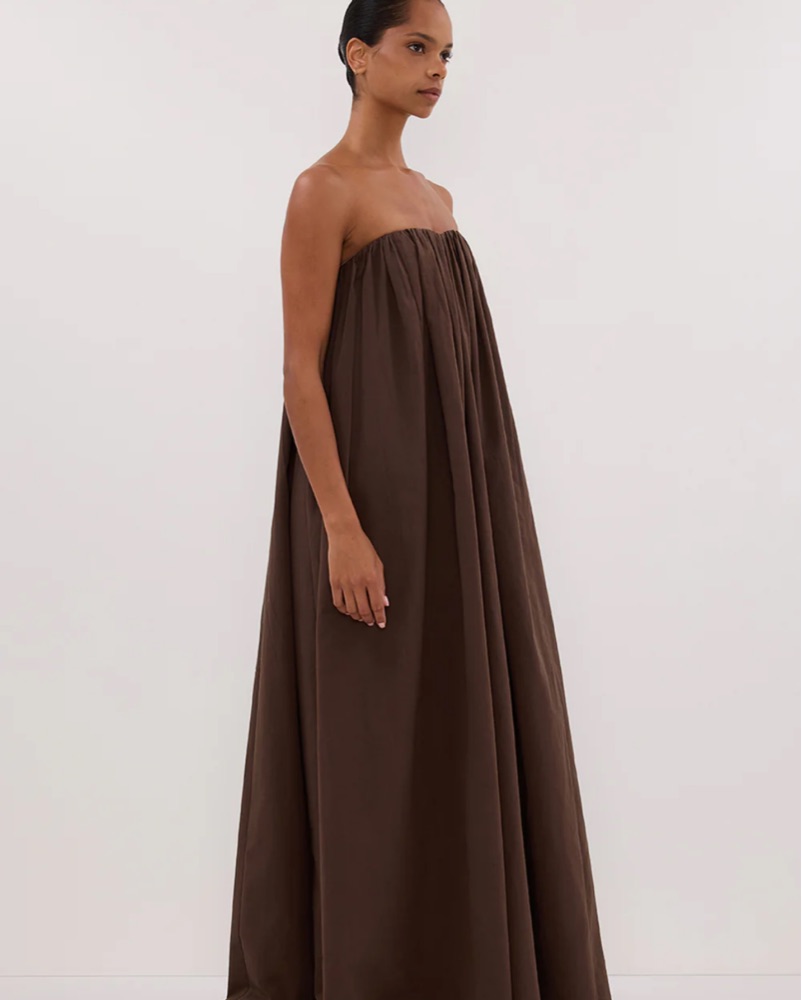 DISSH Brown Strapless Maxi Dress by Dissh - Pickle