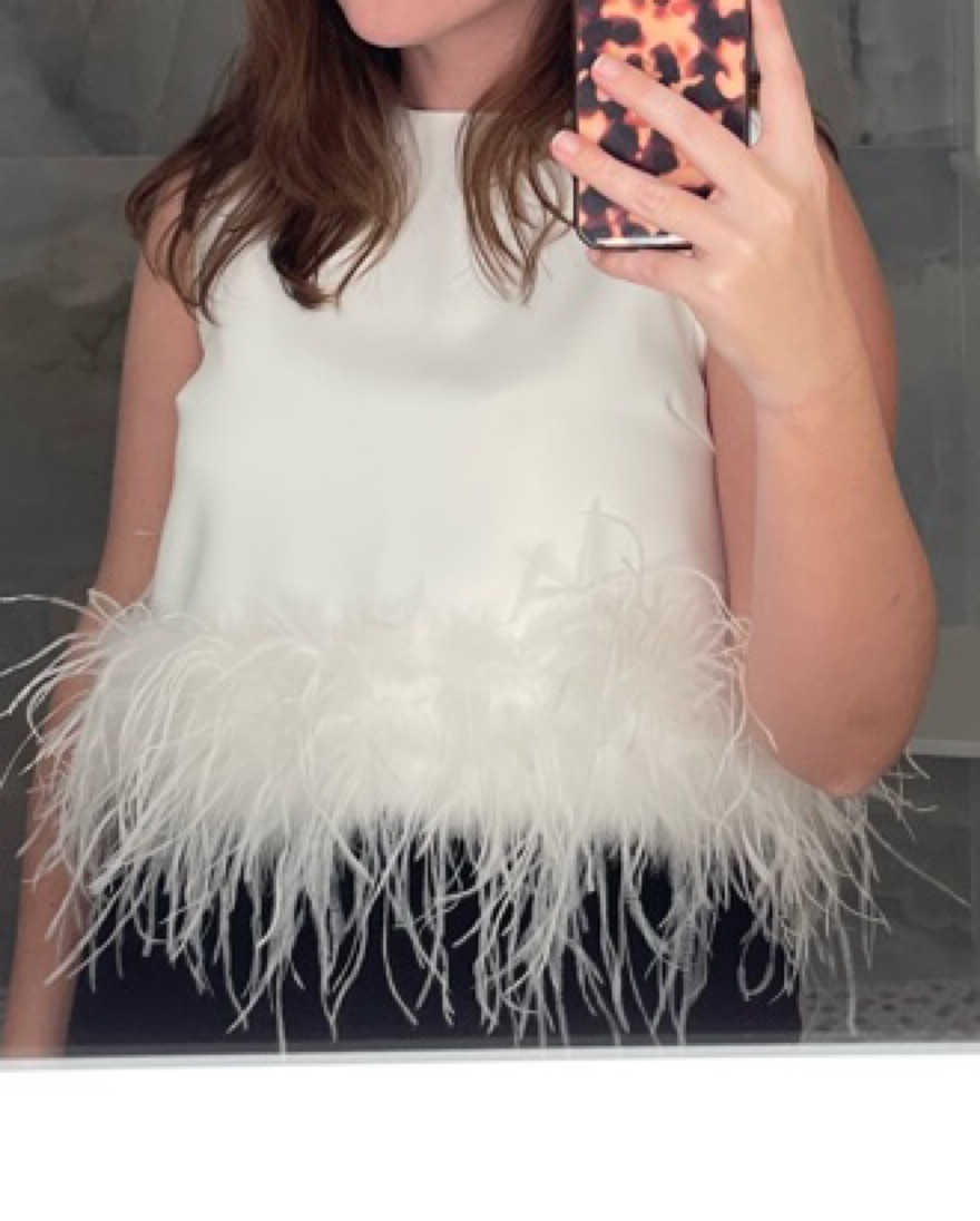 La' Ros White Feather Top | Pickle