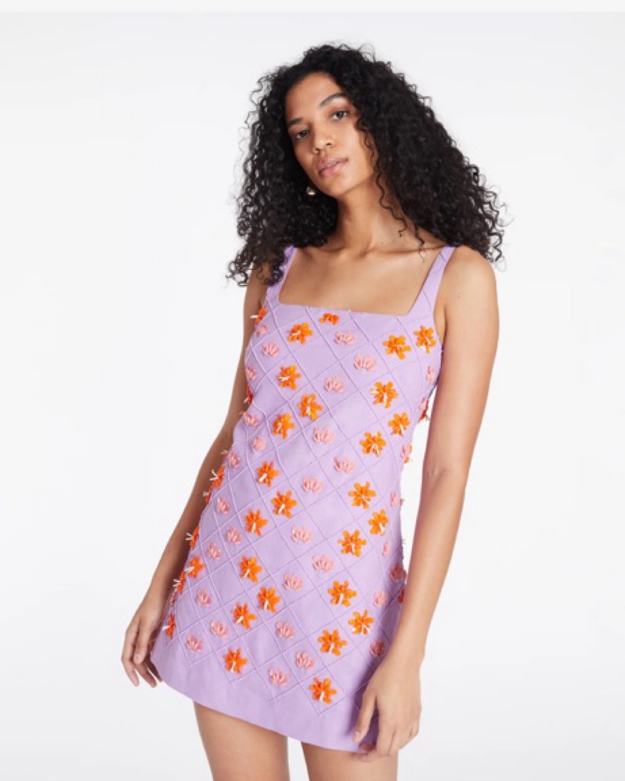 tanya taylor pink floral dress Tanya Taylor // Pink Floral Jacquard Ariela Midi Dress  VSP Consignment