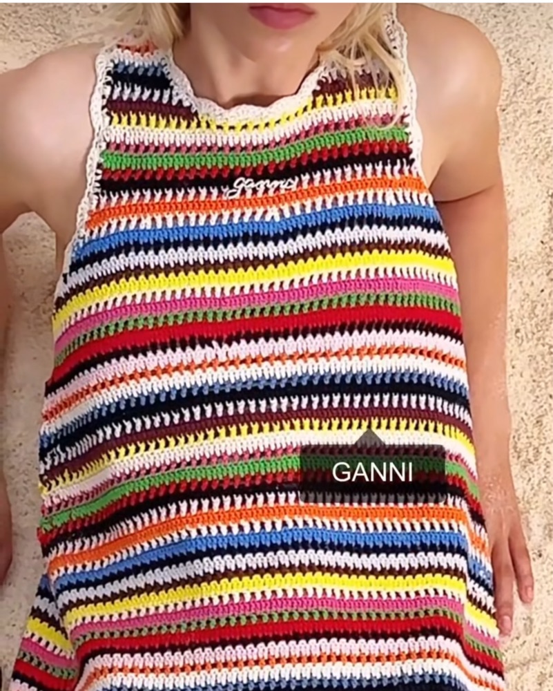 multicolor crochet halterneck dress Ganni Multicolor Crochet Halterneck Dres by Ganni