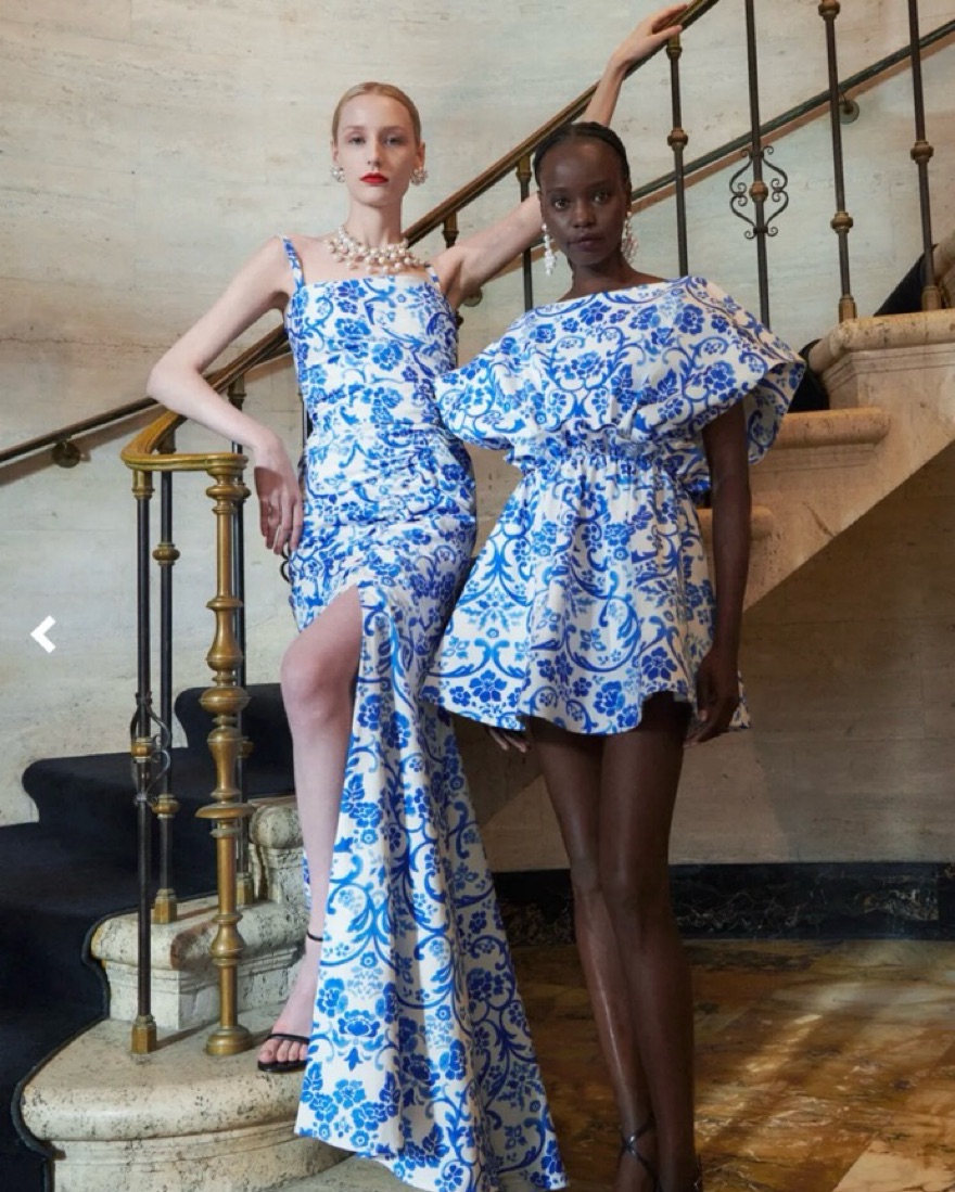 Carolina Herrera Blue &White Toile Gown by Carolina Herrera - Pickle
