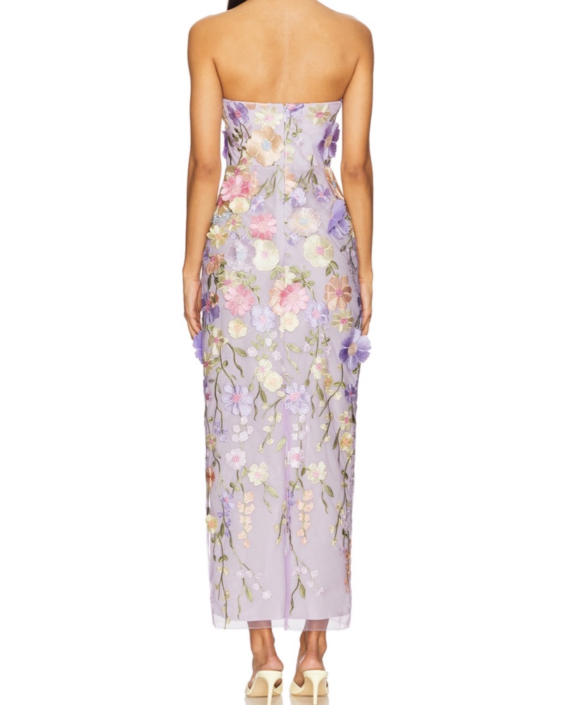 Poppin Gown Lilac Spring Floral Midi by Lovers And Friends - Pickle