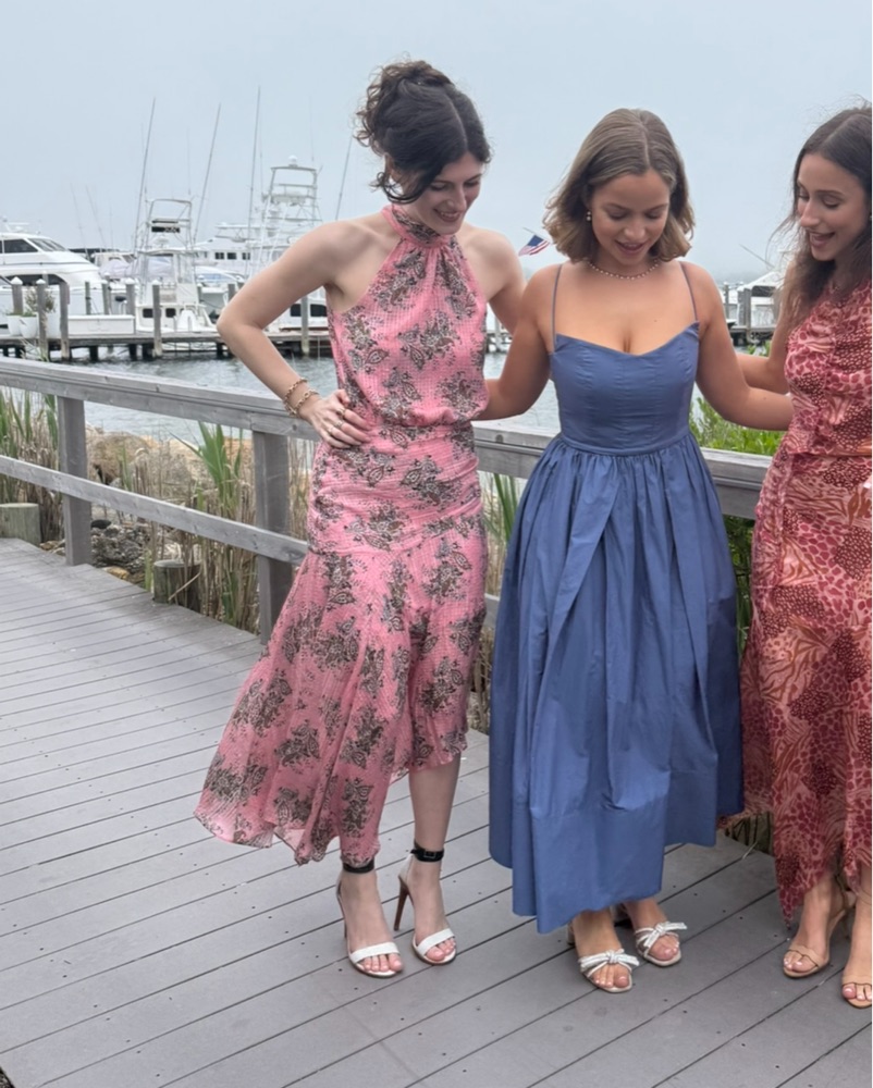 veronica beard pink floral dress VERONICA BEARD Pink Floral Print 70's Mod Tiered Silk Satin Cocktail Dress  14 L