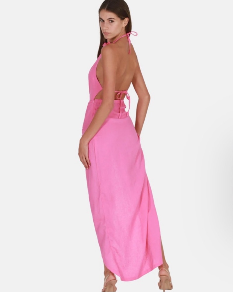 isla dress in pink ow collection Isla Bay Midi Dress, Coral Strawberry Small