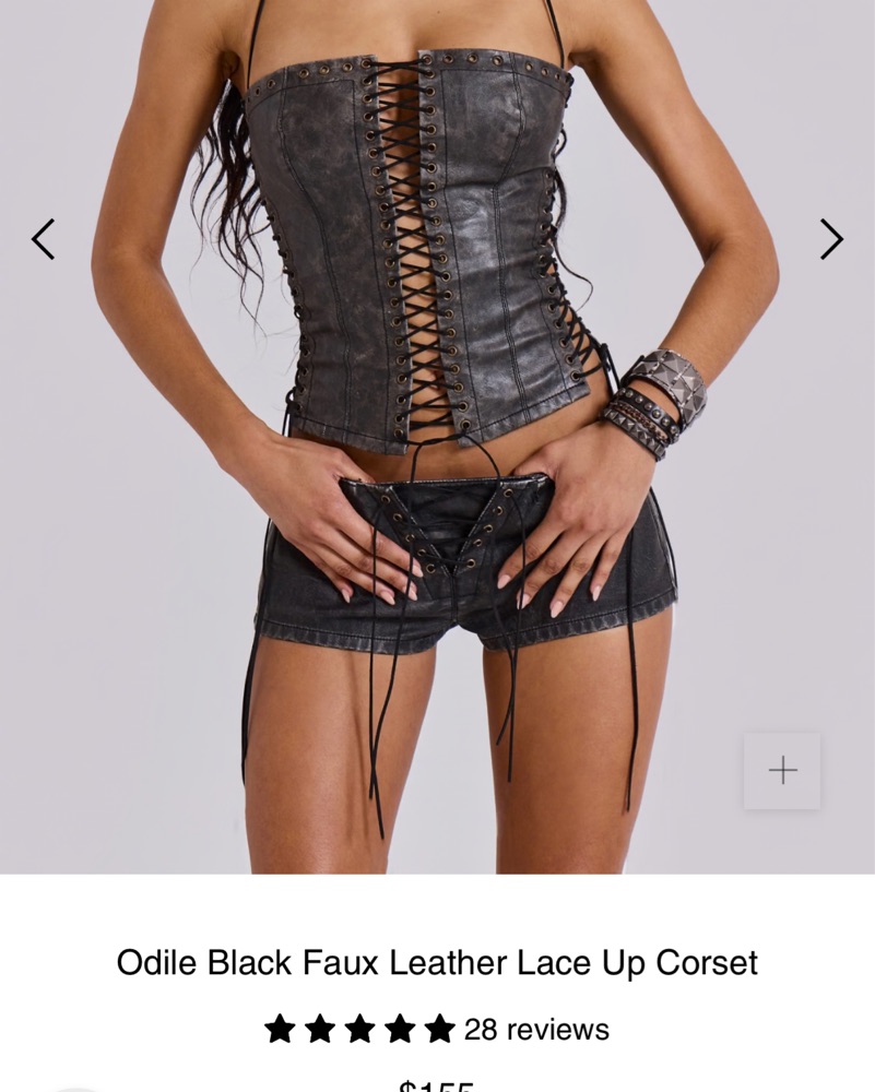 Jaded London Odile Leather Corset by Jaded London - Pickle
