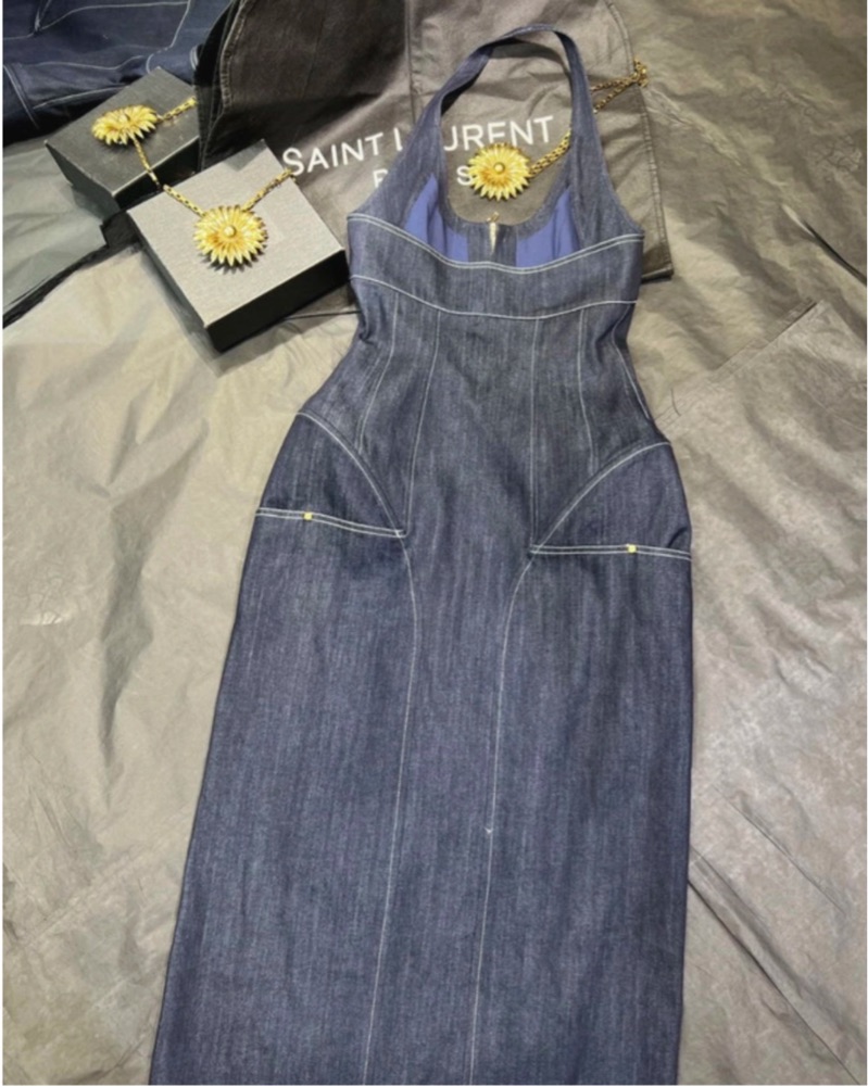 SCHIAPARELLI Halter Corset Denim dress by Schiaparelli - Pickle