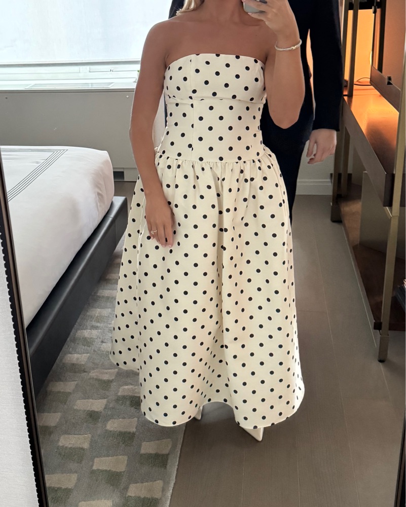 CREAM POLKA DOT TAFFETA MIDI DRESS by Self Portrait - Pickle