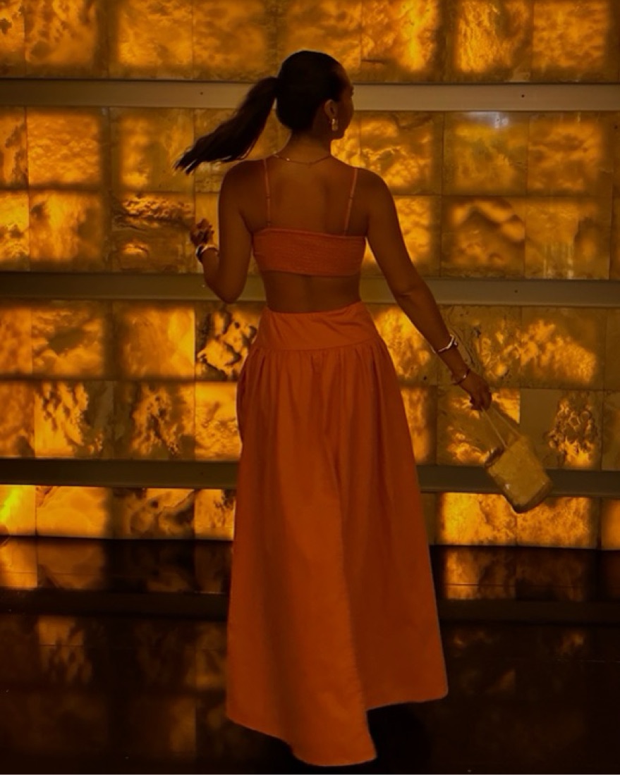 Orange Drop Waist Cutout Dress by Abercrombie and Fitch - Pickle