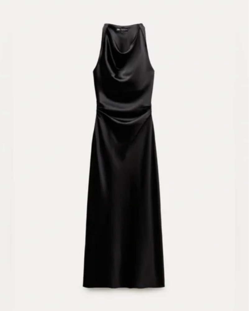 Zara black satin effect midi dress by Zara - Pickle