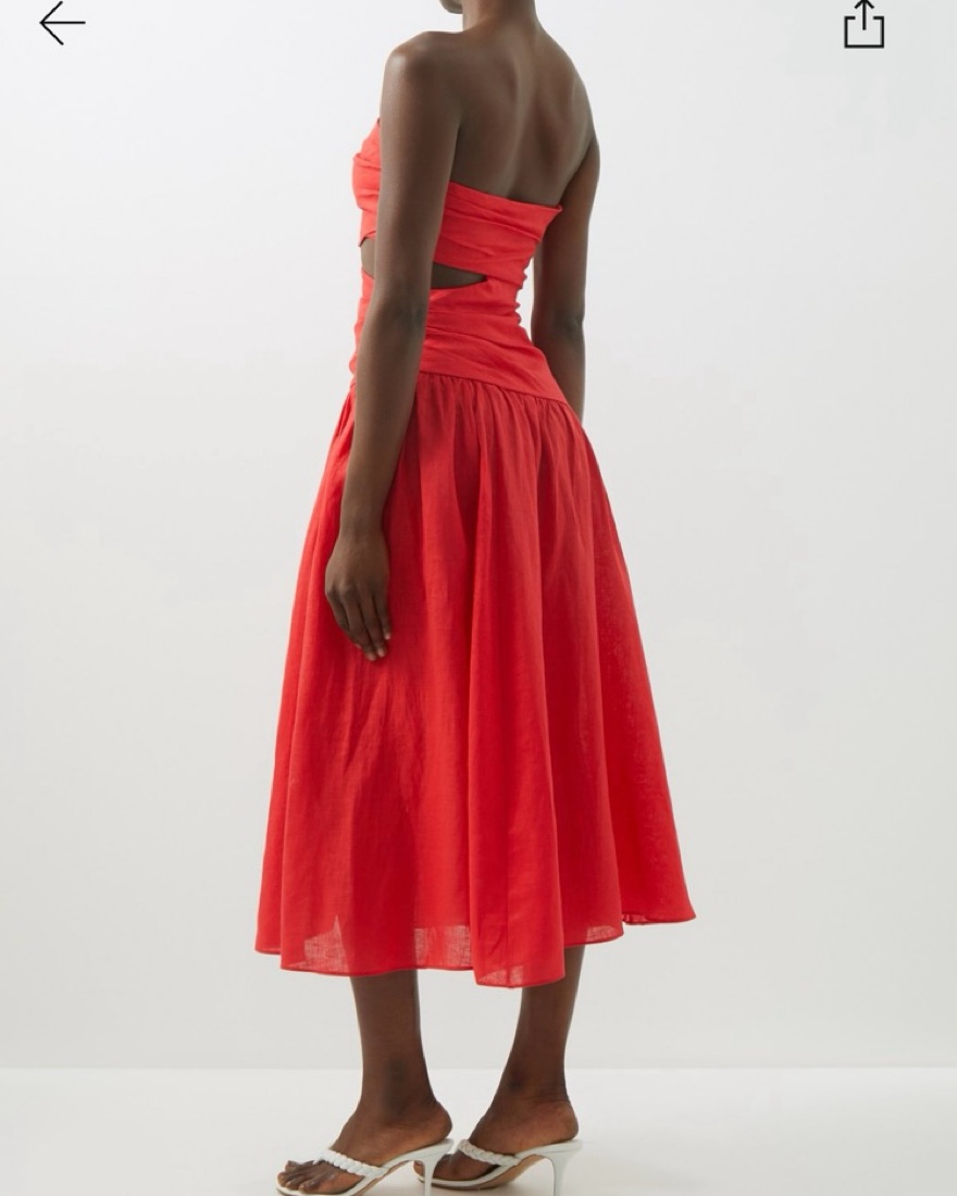 Zimmermann Lyre Linen Midi Dress in Red by Zimmermann - Pickle
