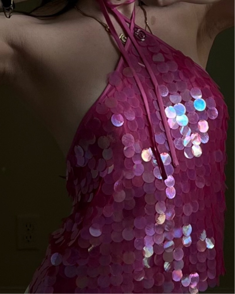 saks potts pink sequin dress Saks Potts Jepska Dress in baby pink shimmer, Size