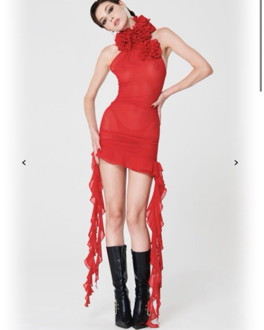 red corset lace dress A-line Spaghetti Straps Corset Back Prom Dress With Split, Red / Custom Size