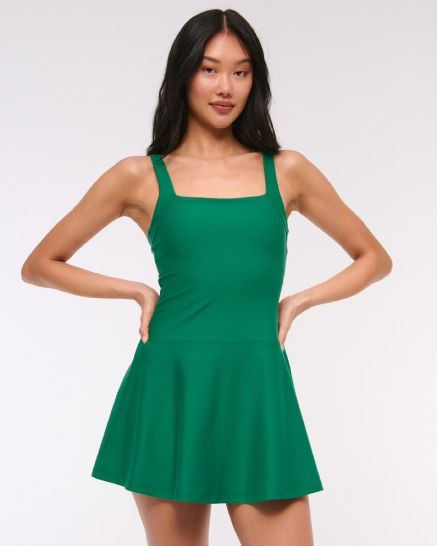 YPB sculptLUX Squareneck Tennis Dress by Abercrombie and Fitch - Pickle