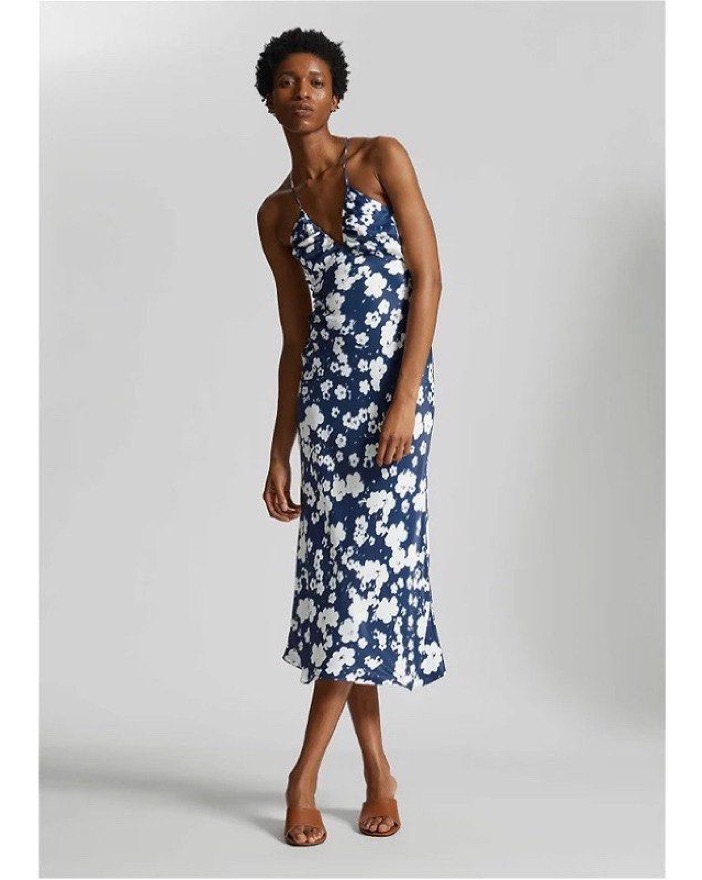 and other stories blue dress & Other Stories | Puff-Sleeve Midi Dress | Blue