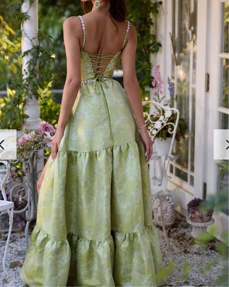 The Lucetta Dress in Chartreuse Windsor by V. Chapman - Pickle