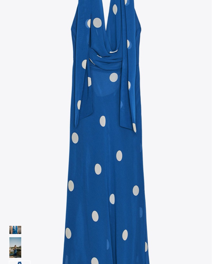 women's blue polka dot dress Clarice Midi Dress in Polka Dot Navy main image 0