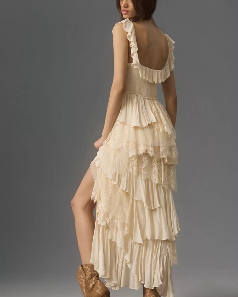 anthro lace dress Anthro Burning Torch Womens Cotton Embroidery Lace Sundress Dress Ivory Sz.  M