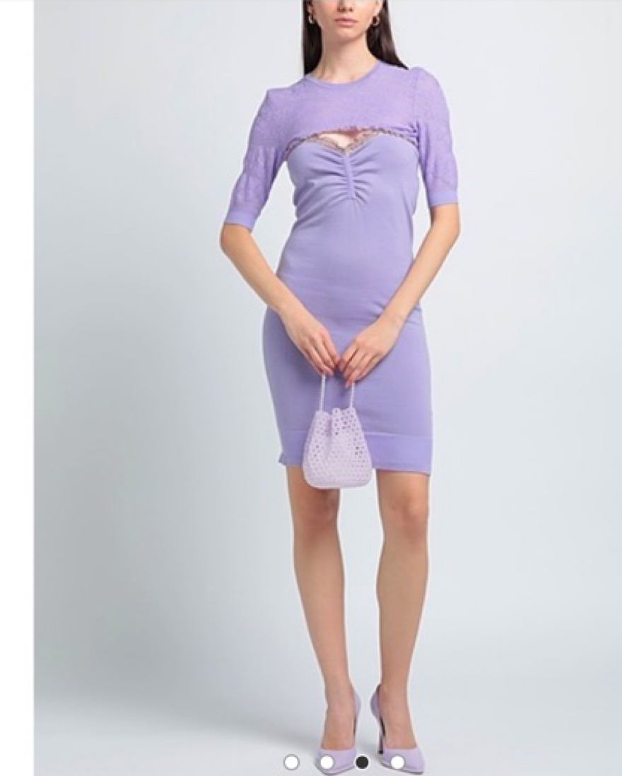 stella mccartney purple dress Peplum Knit Polo Mini Dress