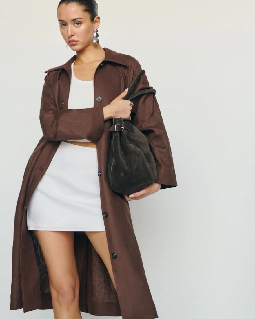 Reformation Beck Linen Trench In Cafe | Pickle