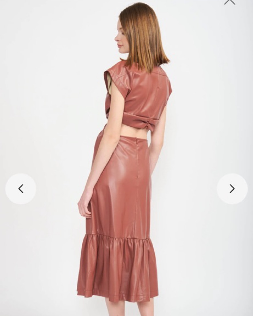 en saison vegan leather dress En Saison Nelly Belted Faux Leather Mini Dress