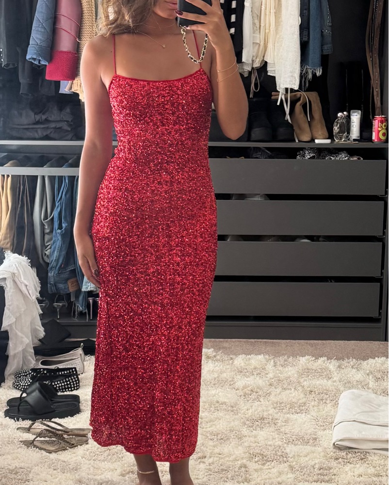 Zara Sequin Midi Dress by ZARA - Pickle