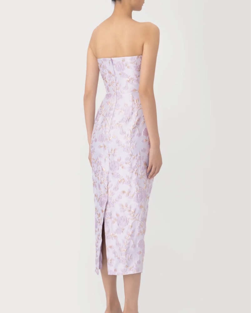 Sau Lee Judith Jacquard Midi Dress by Sau Lee - Pickle