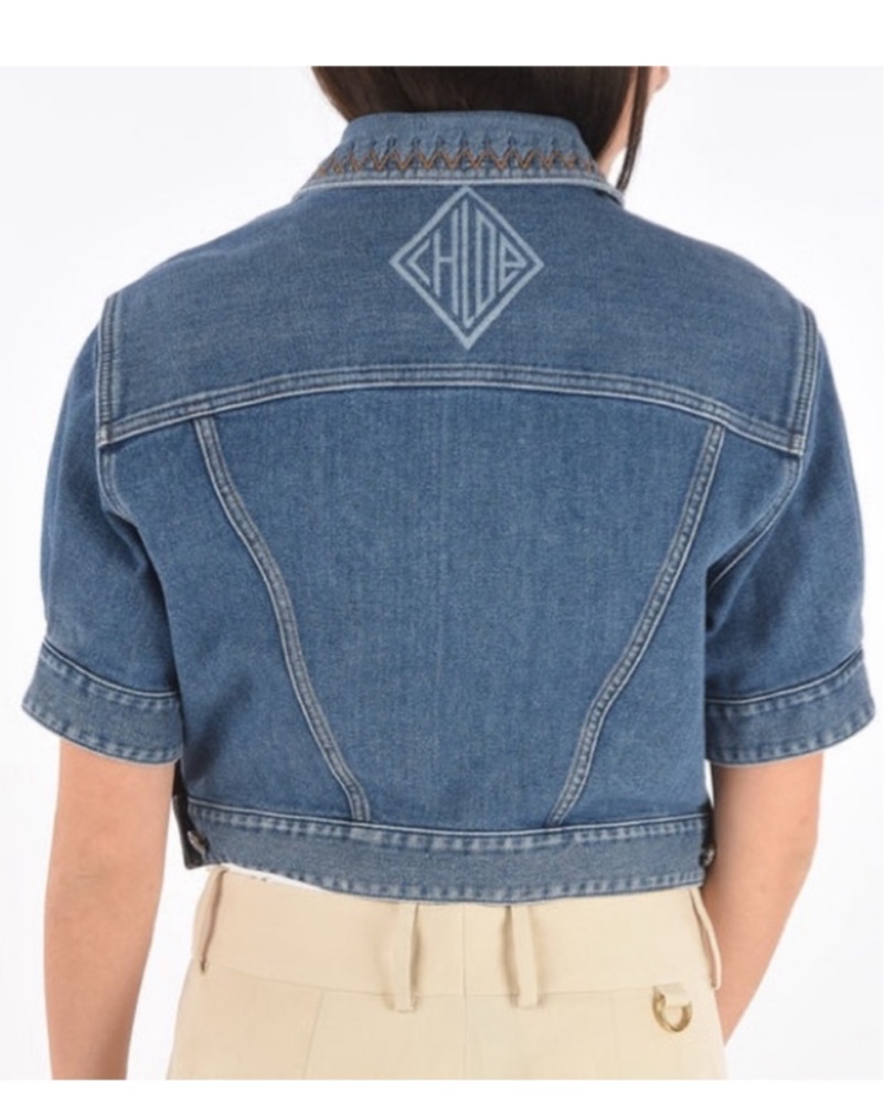 ジャケット・アウター BELPER / puffleed collar denim jacket jsaierl Women's Crop Denim Jackets Oversize Long Sleeve