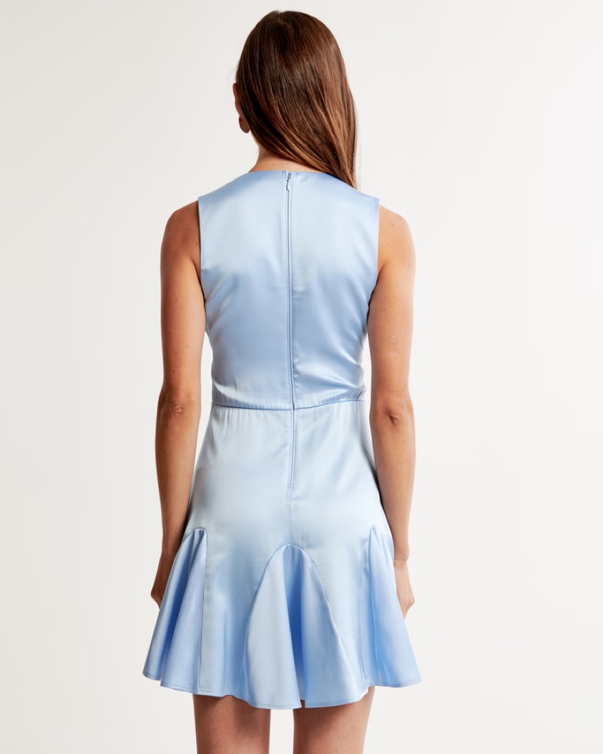 Abercrombie Blue Plunge Satin Mini Dress by Abercrombie and Fitch - Pickle