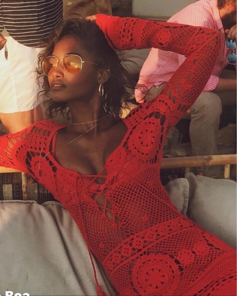 open lace back dress Rat & Boa Rainbow Crochet Dress 