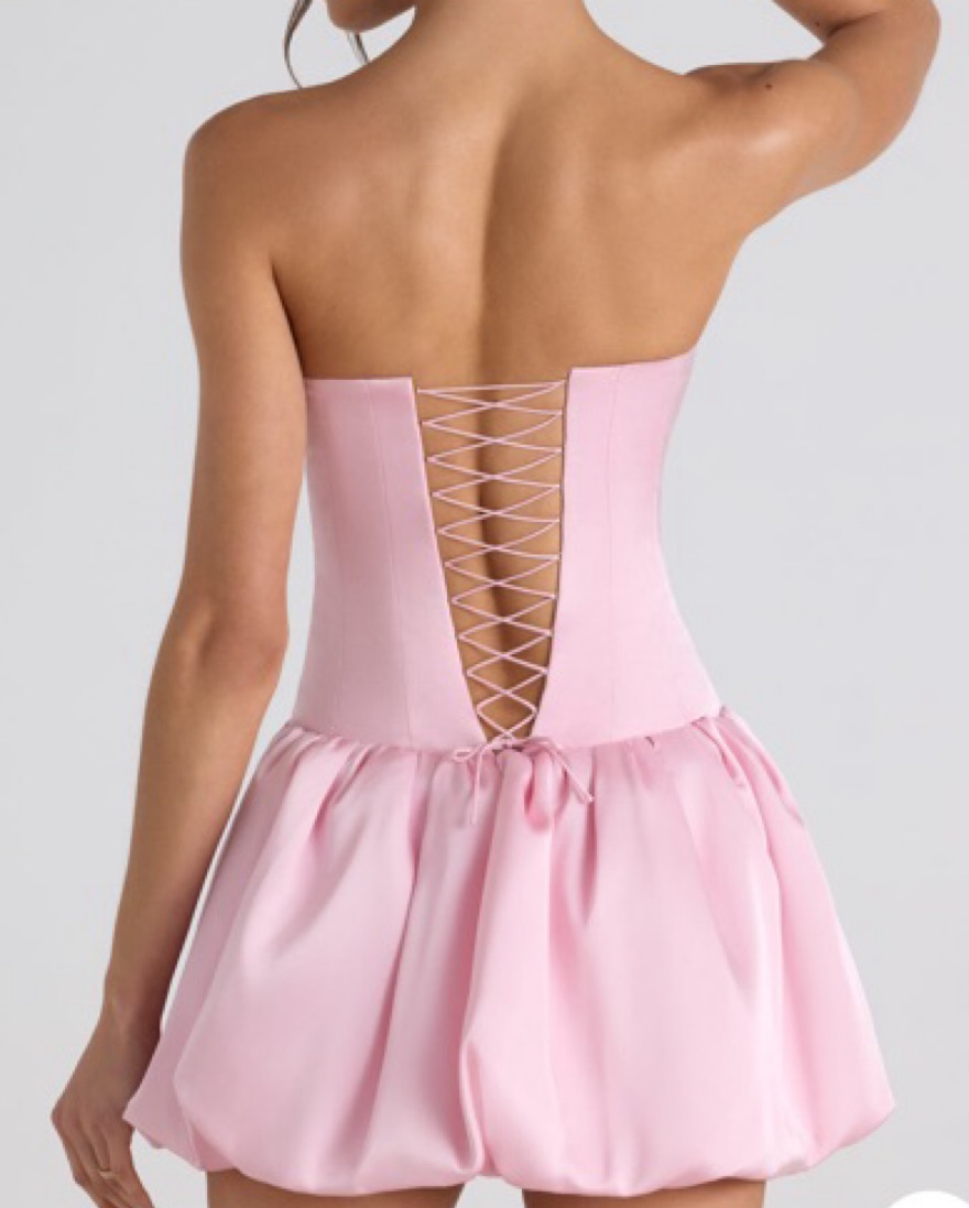 oh polly pink bow dress Bow-Detail Scalloped A-Line Mini Dress in Soft Pink