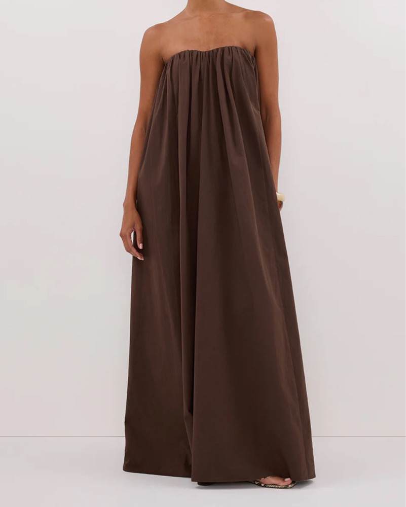 DISSH Brown Strapless Maxi Dress by Dissh - Pickle