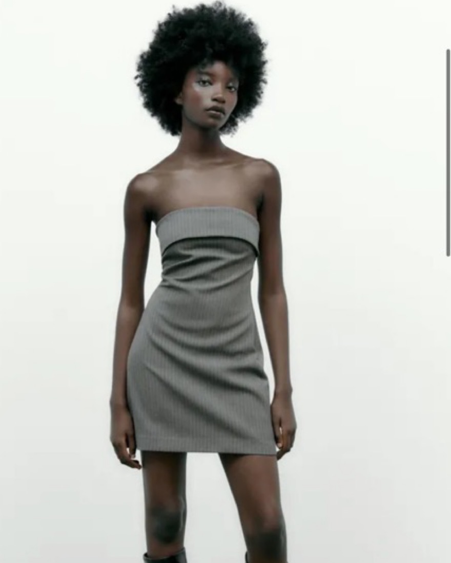 zara grey pinstripe dress Zara Viral Grey Pinstripe Dress