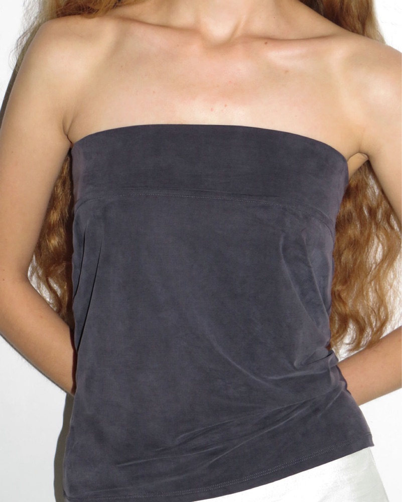 paloma wool ダークグレー ノースリーブ トップス SANS-Grey sleeveless wrap top with a side loop to tie the