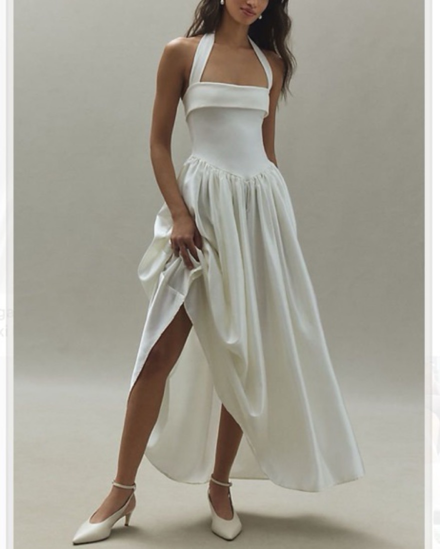 Elegant Halter Neck Maxi Dress by Delfi Collective - Pickle
