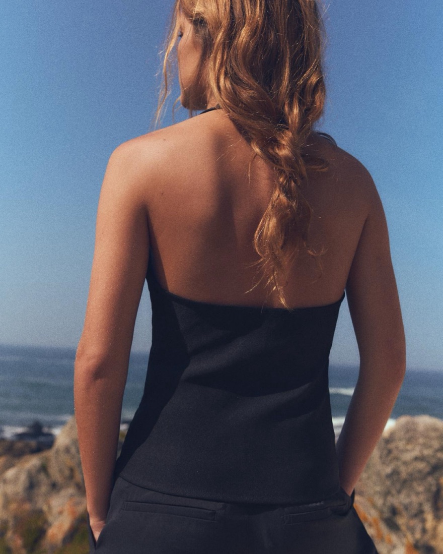 Zara Black Ruched Halter Top | Pickle